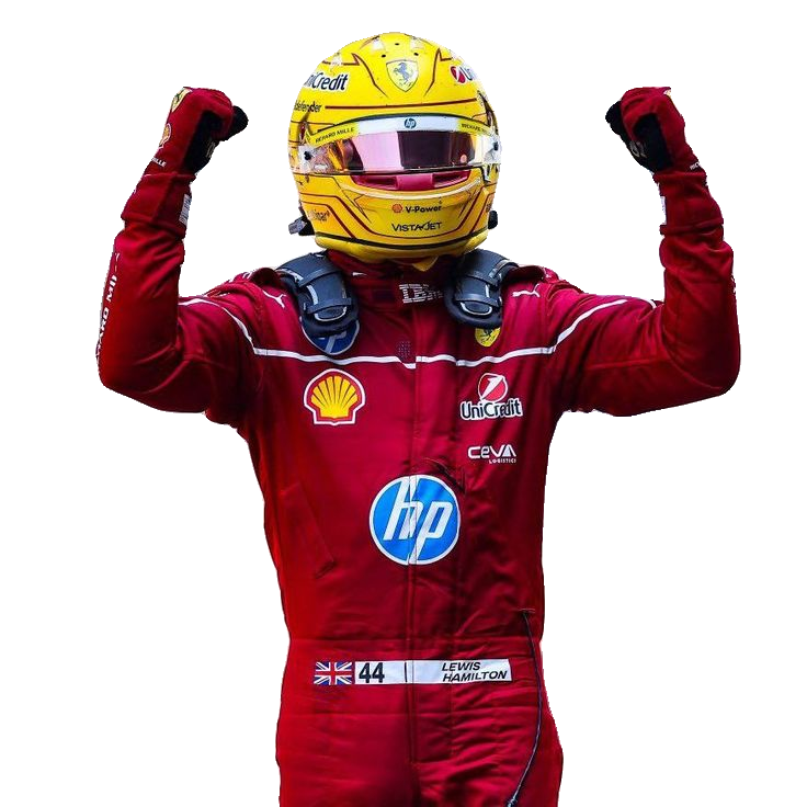 Hamilton with helmet