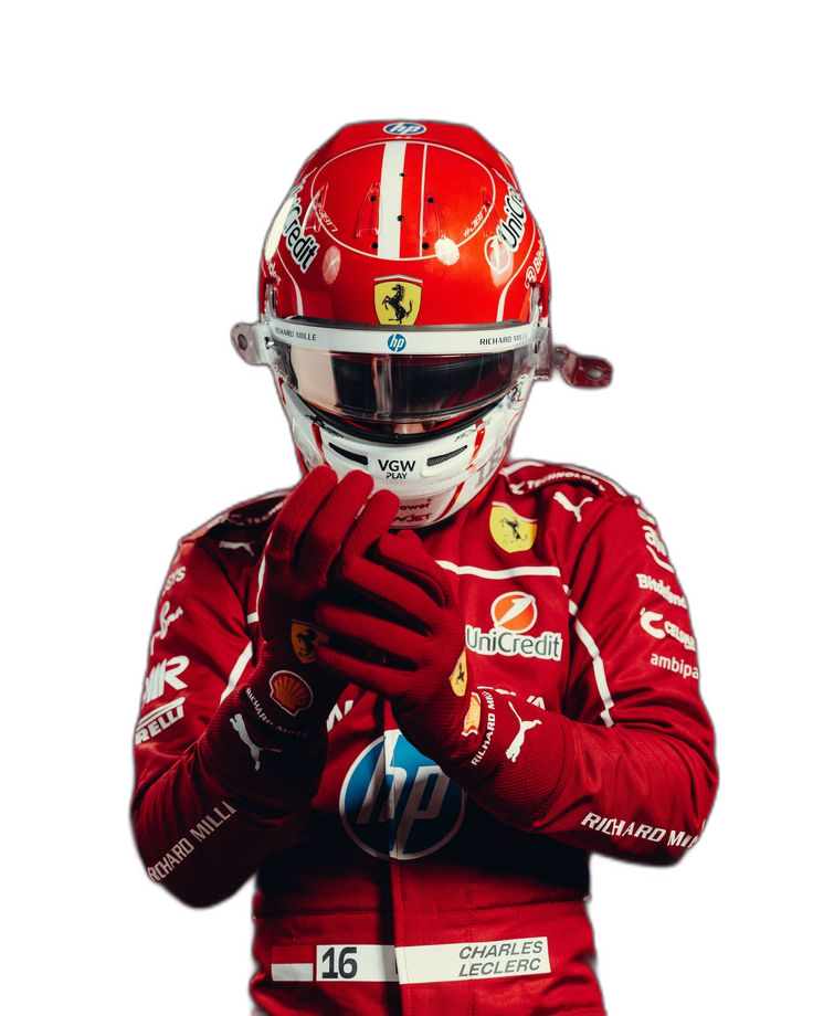 Leclerc with helmet