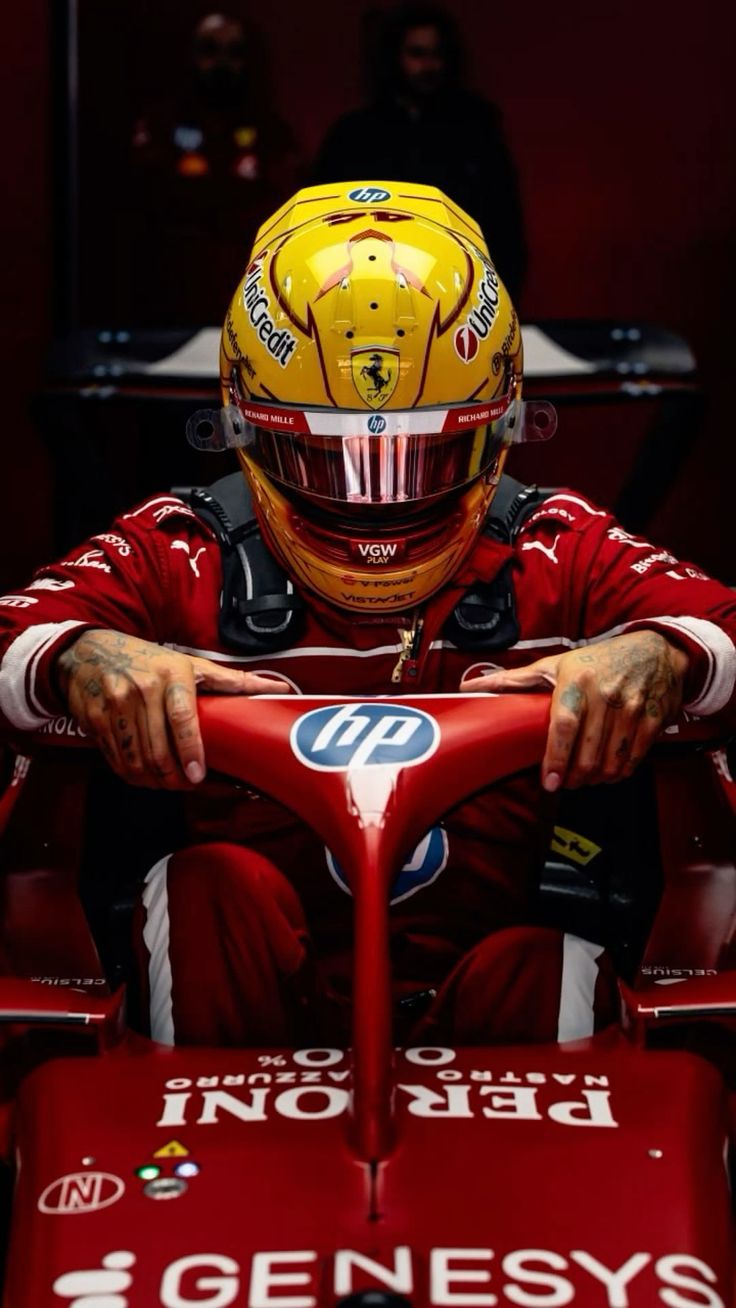 Hamilton entering the Ferrari